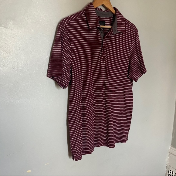 14th & Union Men’s Striped Short Sleeve Polo Shirt Red Medium - Picture 2 of 8